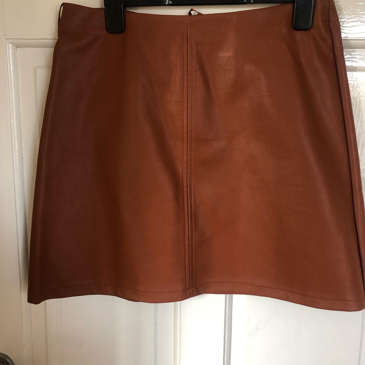 brown leather skirt primark