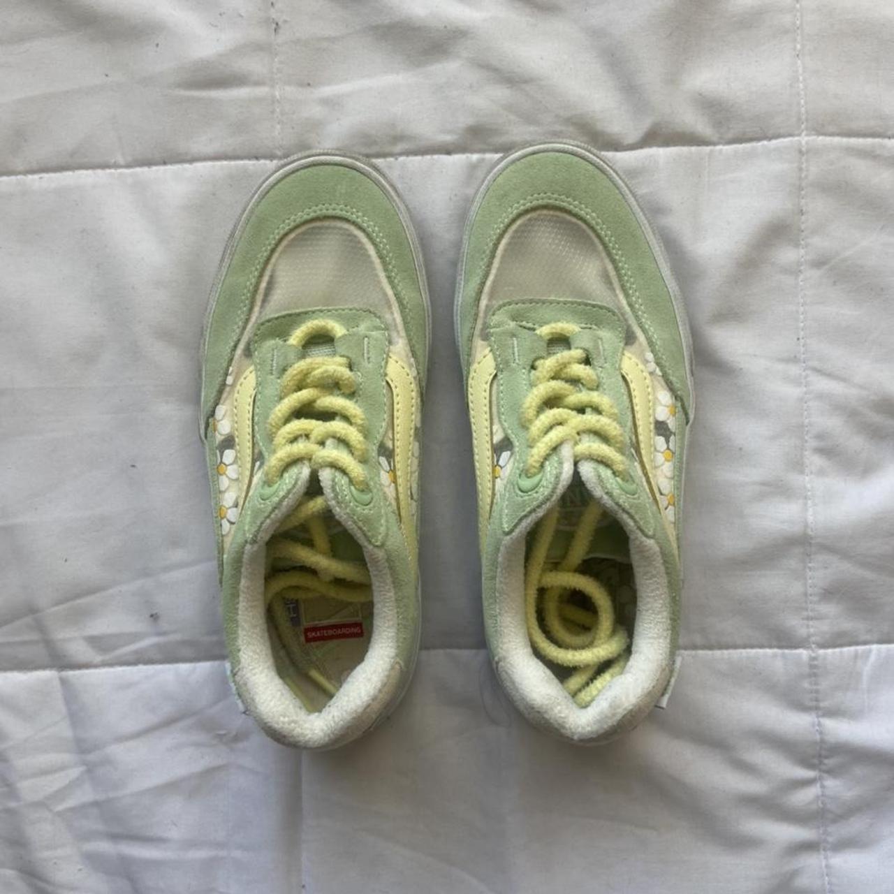 Vans Women's Green and Yellow Trainers | Depop