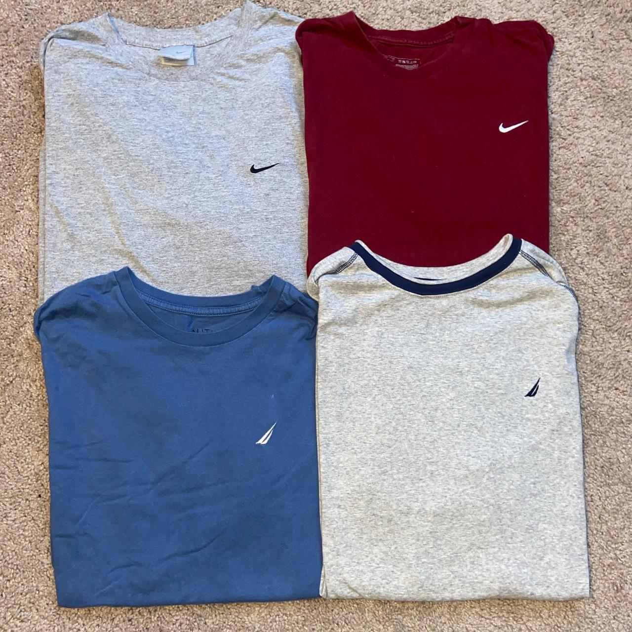 Nike Men's Grey and Burgundy T-shirt | Depop