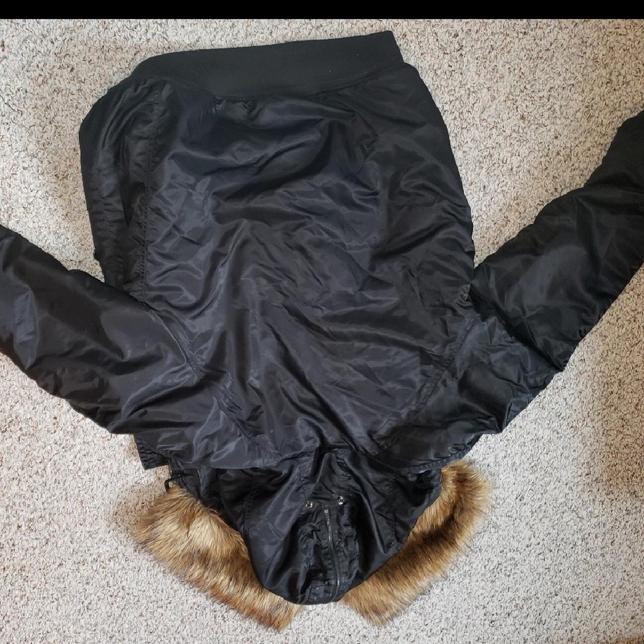 Yeezy Season 1 Faux Fur Bomber Jacket. Black hood. | Depop Yeezy Season 1 Faux Fur Bomber Jacket. Black hood. | Depop