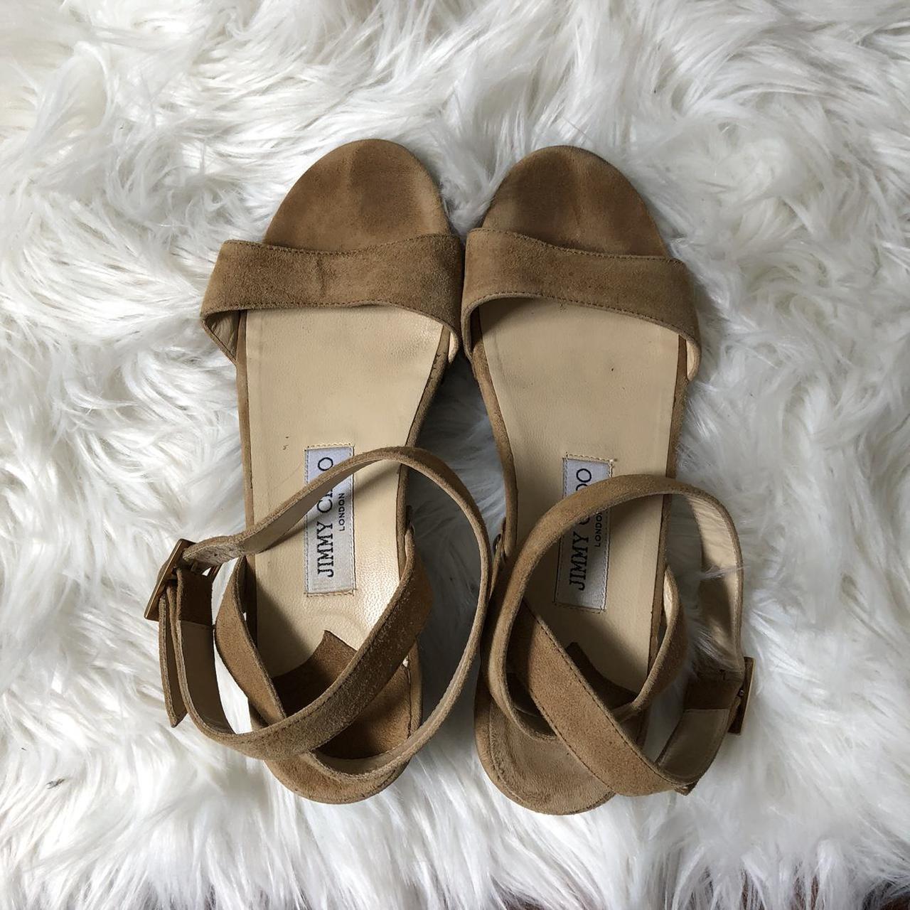 Jimmy Choo Women's Tan and Brown Sandals | Depop