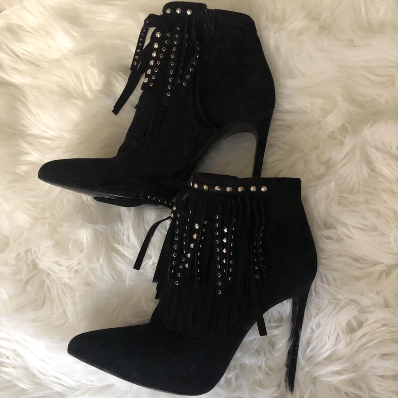 KILLER YSL Saint Laurent suede fringe booties