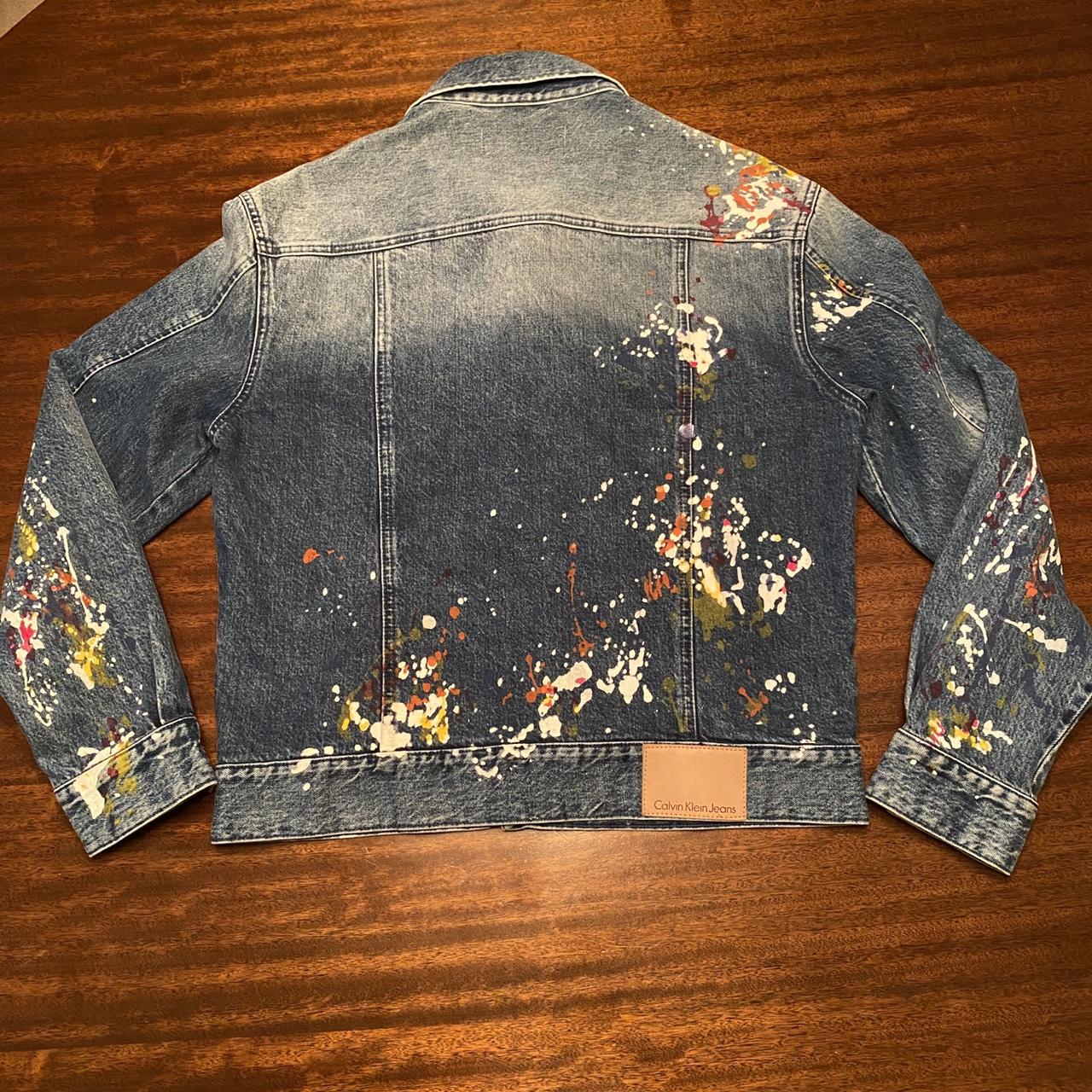 Calvin klein paint sales splatter denim jacket