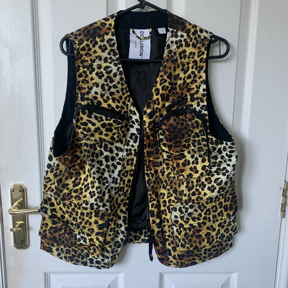 Collusion leopard print utility vest / jacket /...