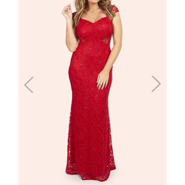 JESSICA WRIGHT red sequin lace maxi evening dress. Depop