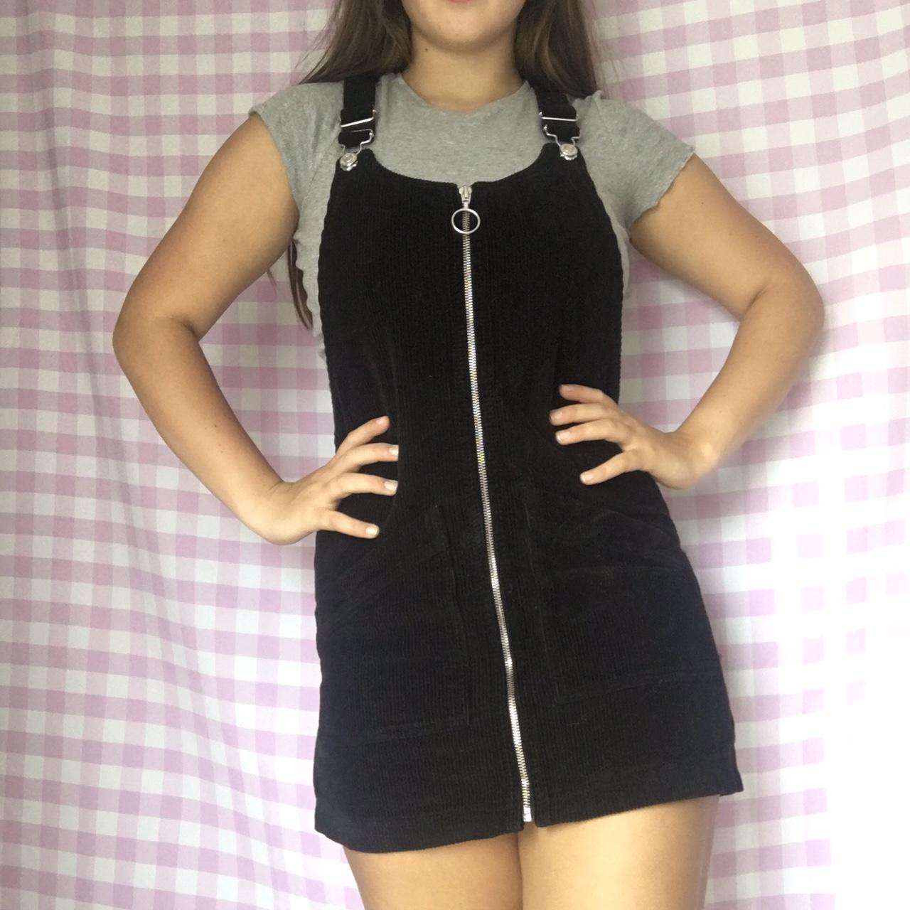 Topshop black cheap cord pinafore