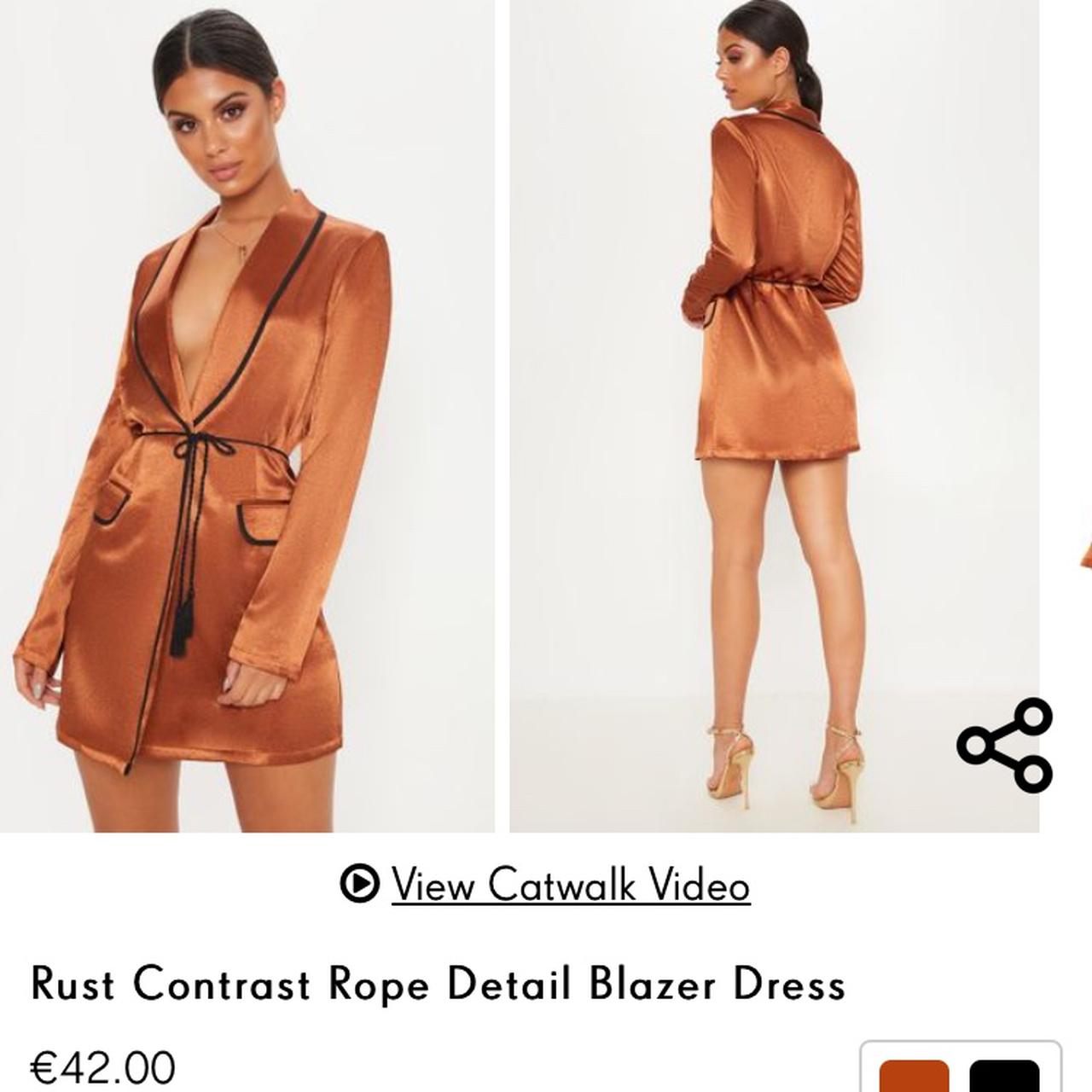 Rust contrast rope 2025 detail blazer dress