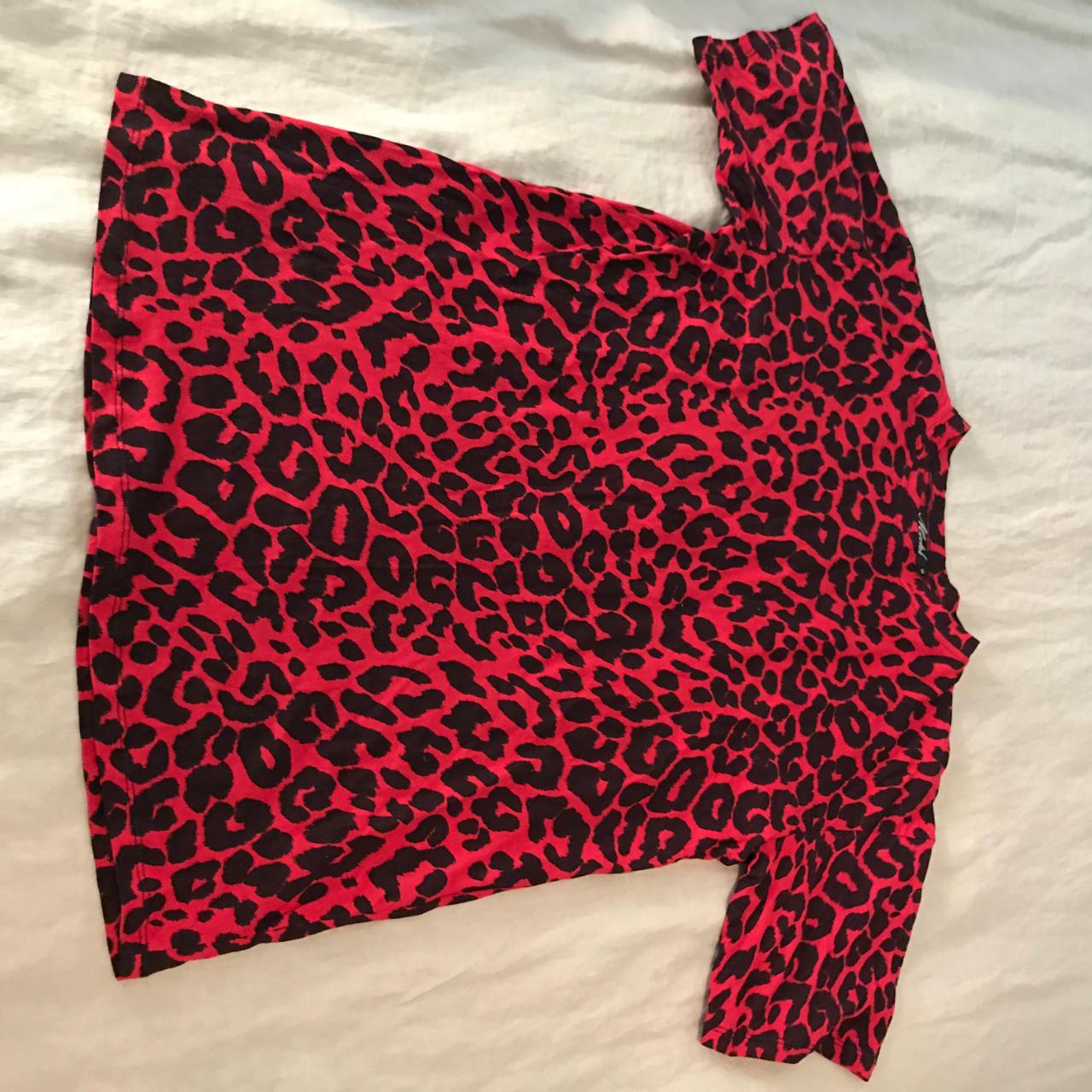 funky red and black leopard print t-shirt dress from... - Depop