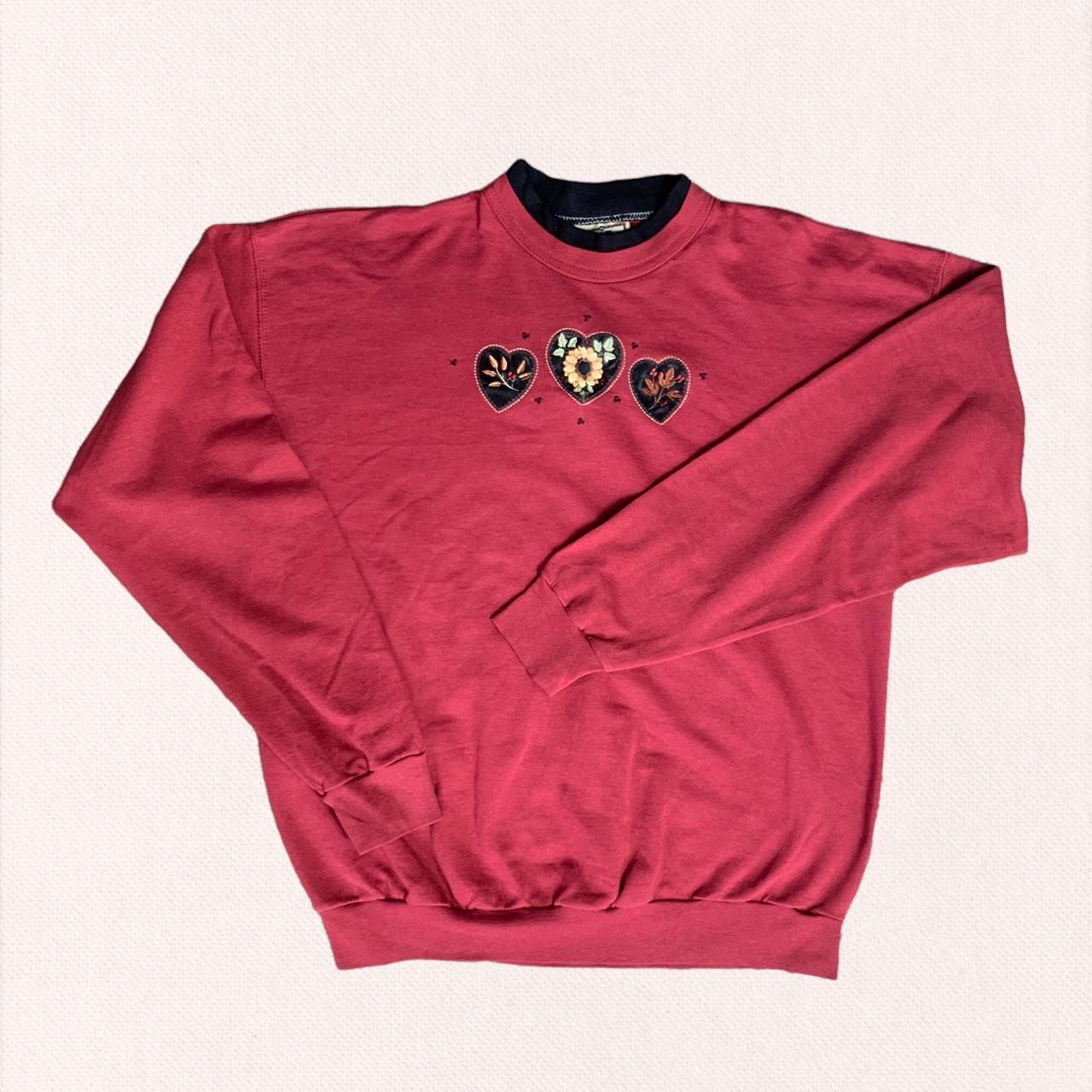 Top Stitch Women's Burgundy and Red Sweatshirt Depop