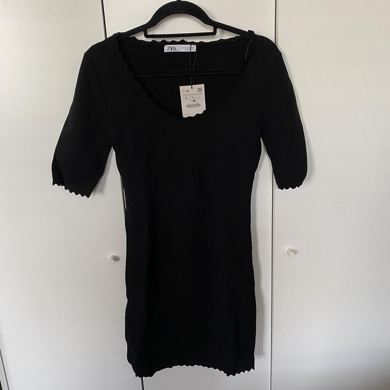 ZARA mini dress // black stretchy mini dress with... - Depop