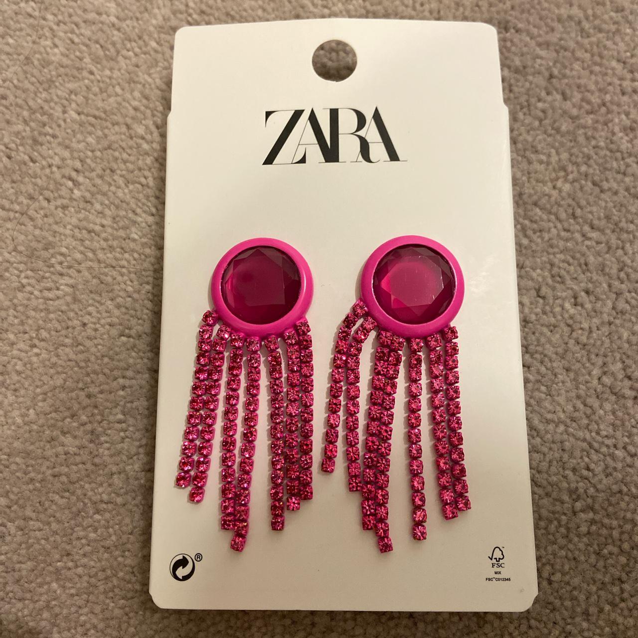 Hot pink crystals Zara earrings Sold out