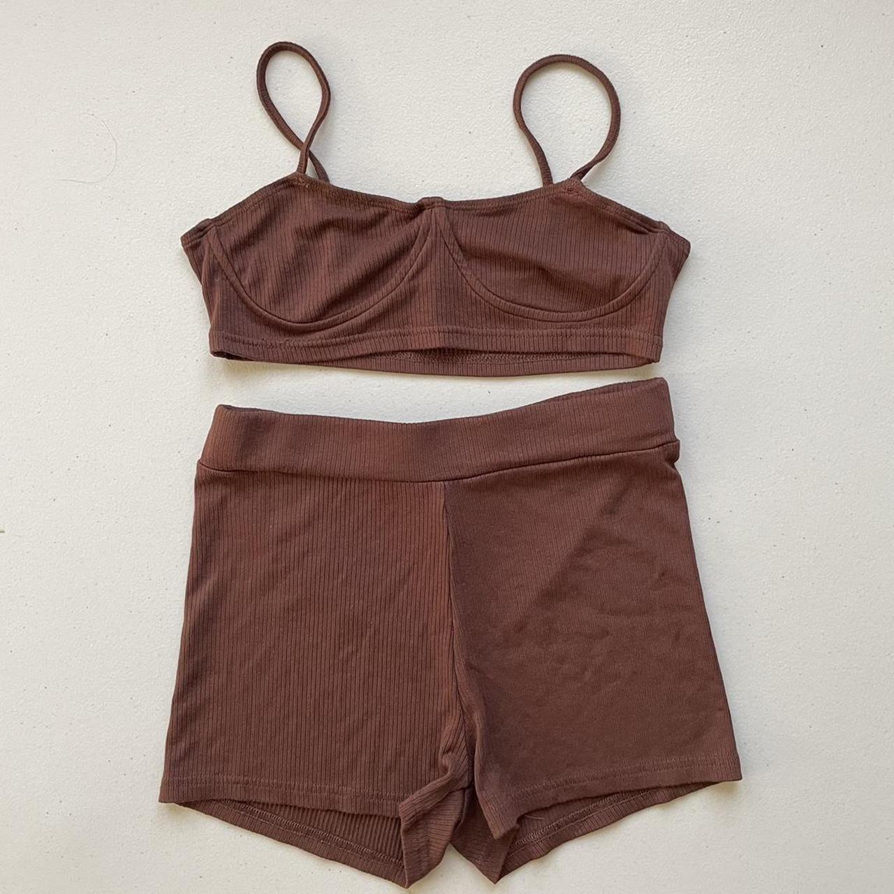 SHEIN brown two piece, super cute, never worn! FREE... Depop