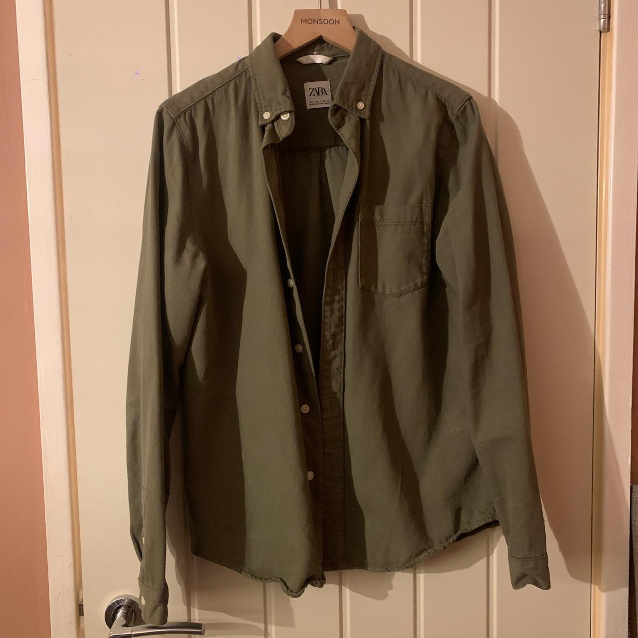 Zara mens army green shirt only been worn a few... Depop