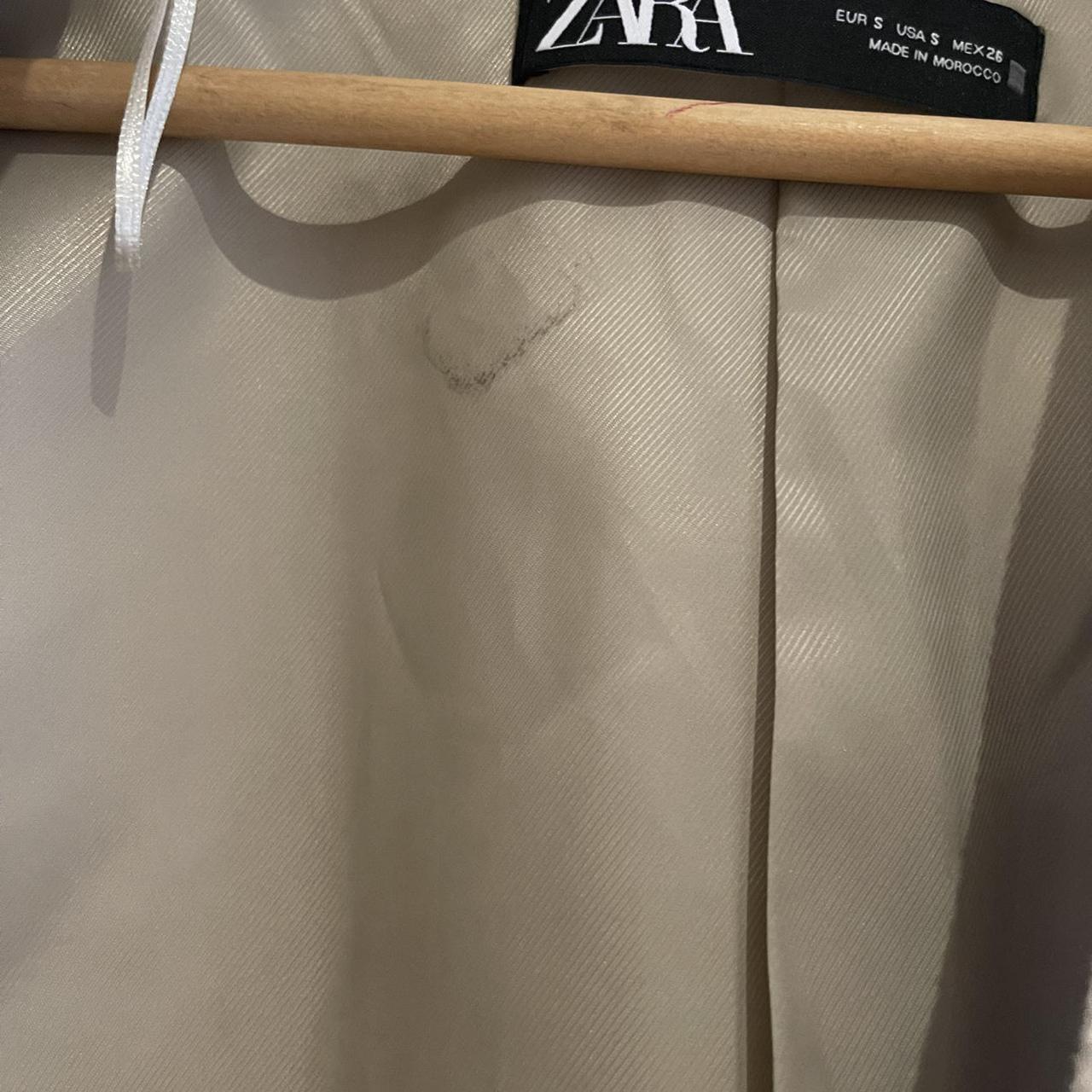 Zara lapel coat cream/Brown Size S Good... Depop