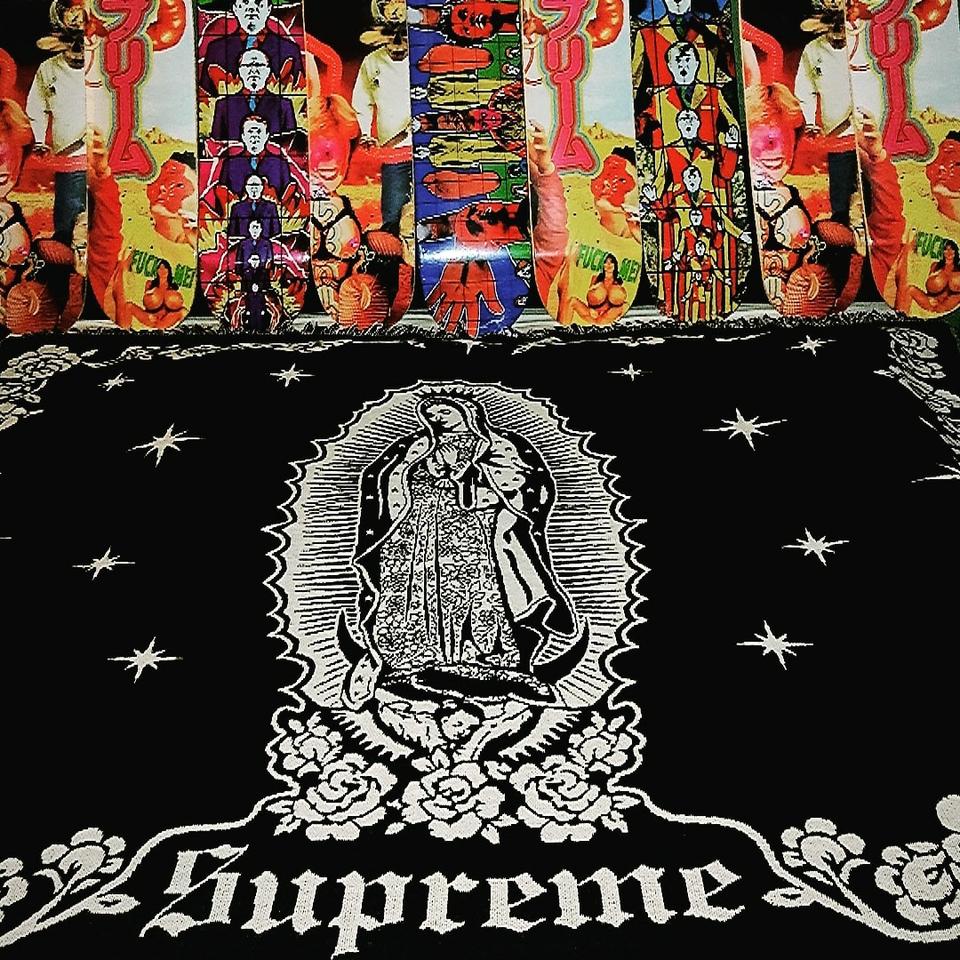 Supreme virgin Mary blanket & skateboards - Depop