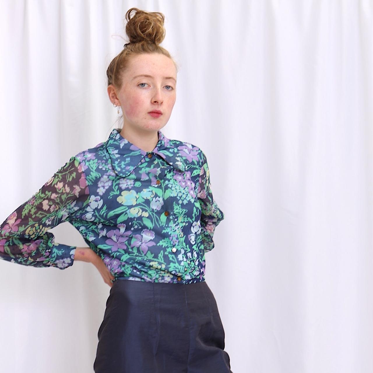 70s VINTAGE FLORAL SHIRT. This 70s shirt has a long... Depop