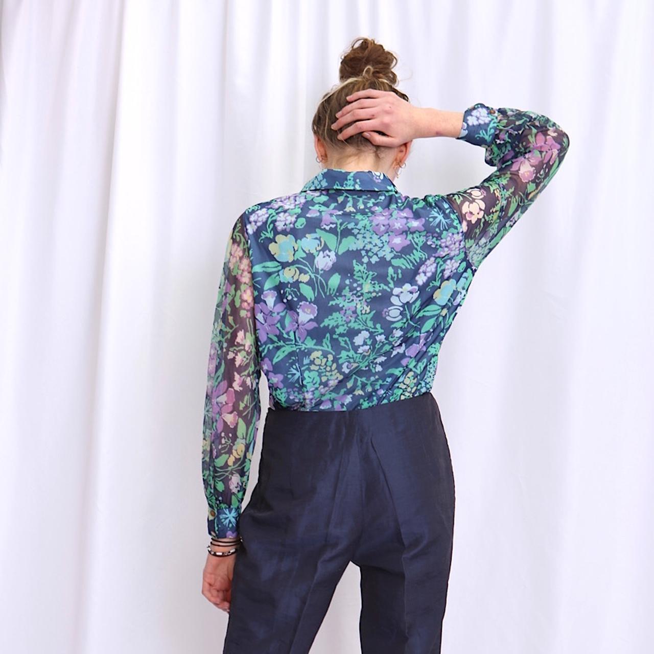 70s VINTAGE FLORAL SHIRT. This 70s shirt has a long... Depop