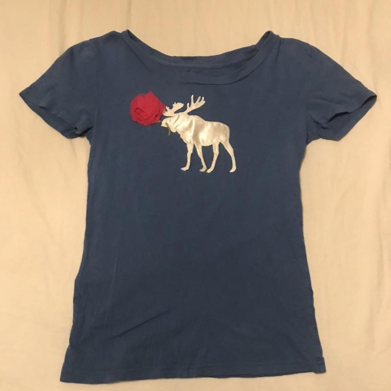 Moose with flower Abercrombie and Fitch fitted shirt... - Depop