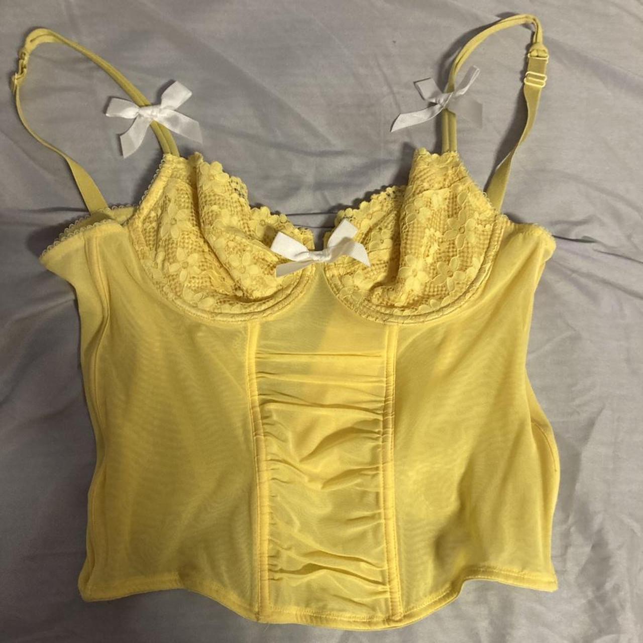 Yellow lace corset! size 14/16 by the brand Cacique.... Depop