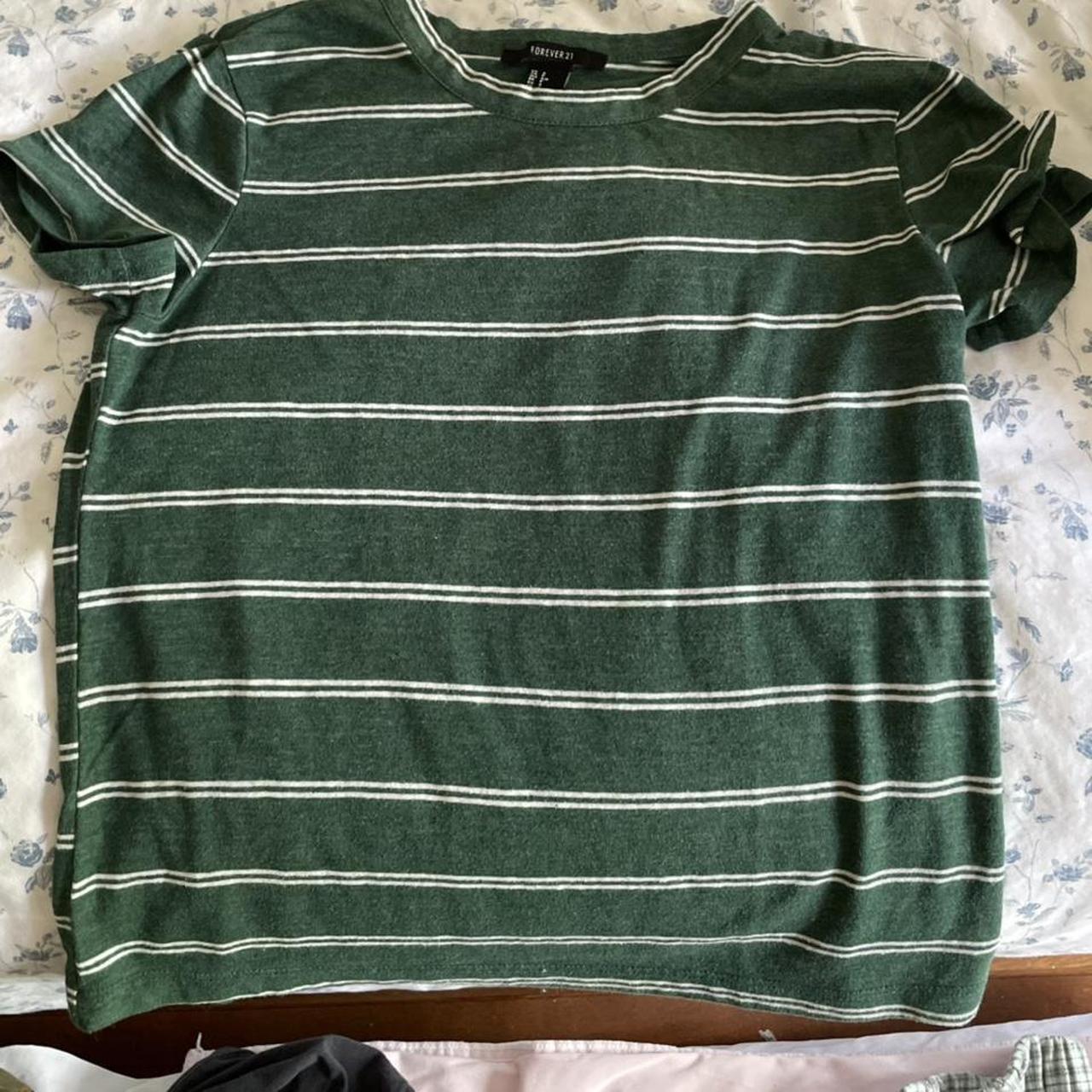 forever 21 green striped shirt