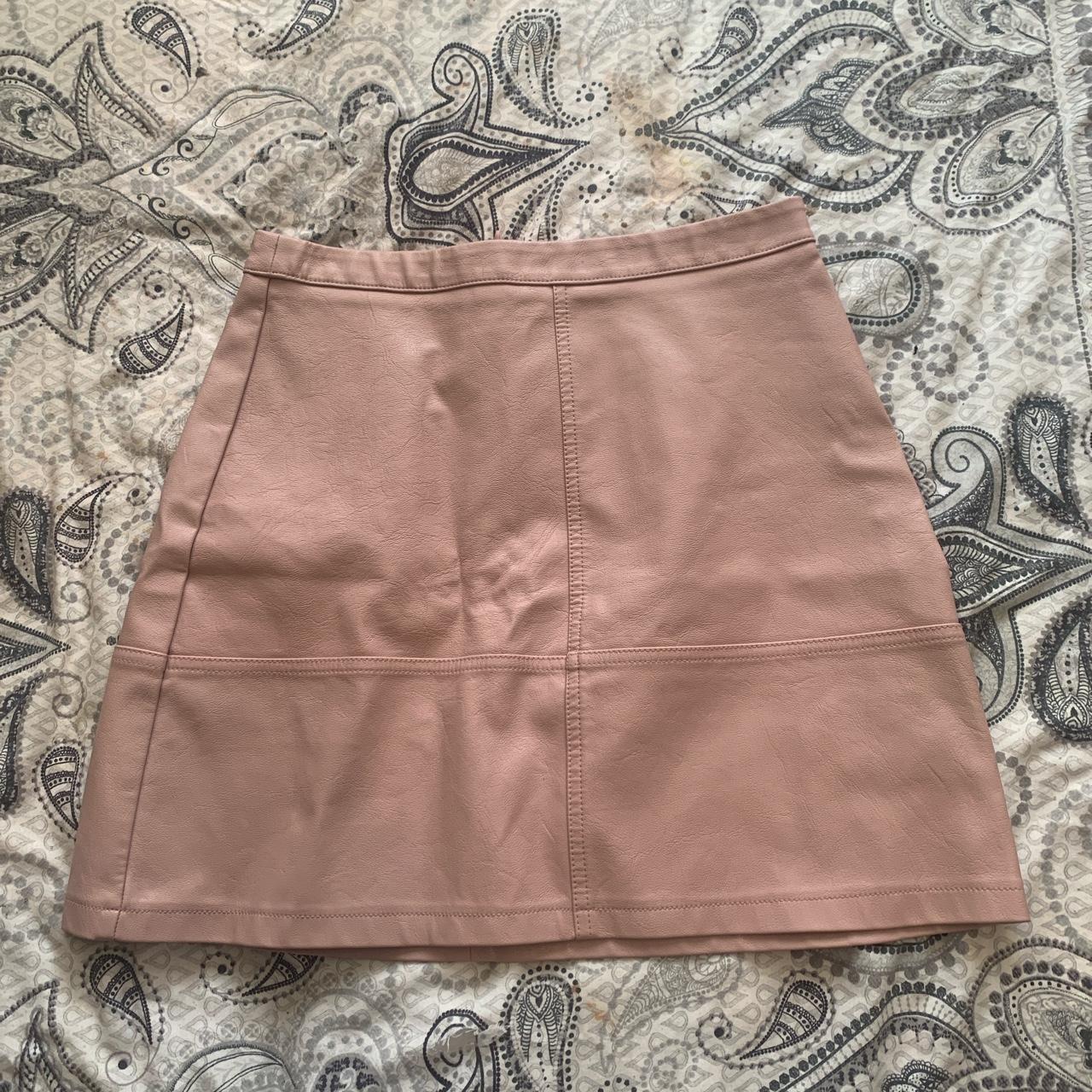 Pink leather outlet skirt new look