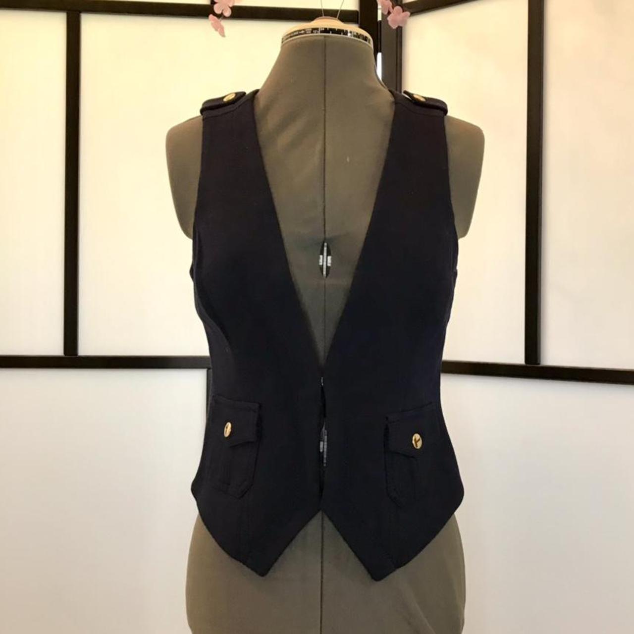 Cache Women's Navy and Gold Gilet