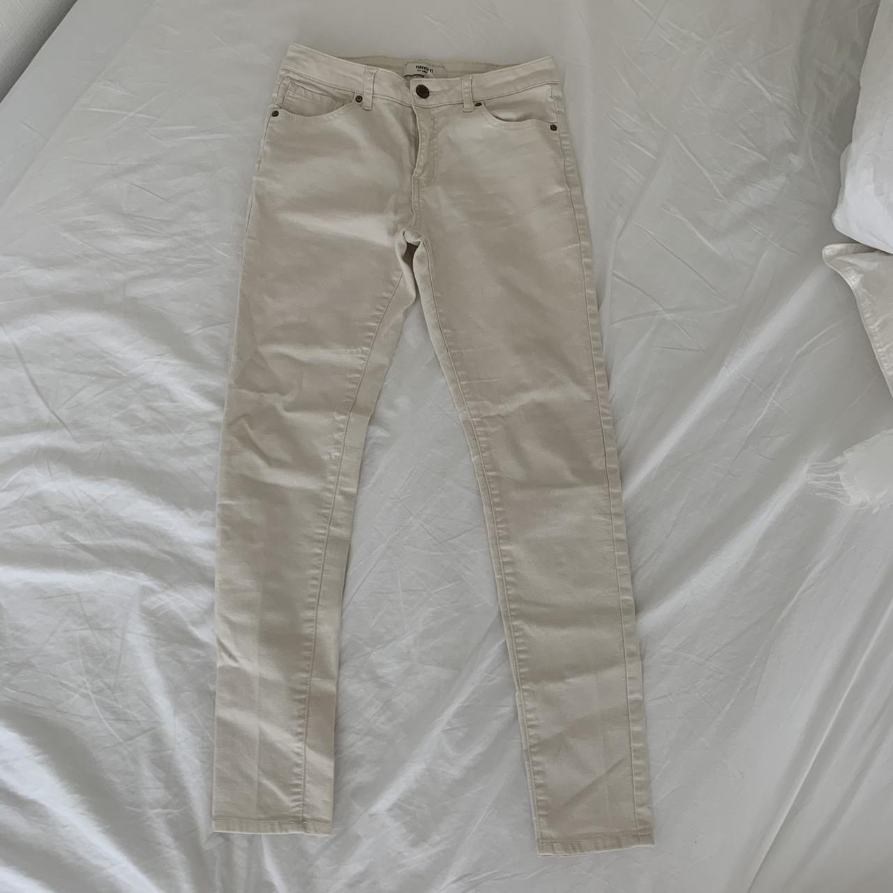 Off-White Women's Cream and White Jeans | Depop