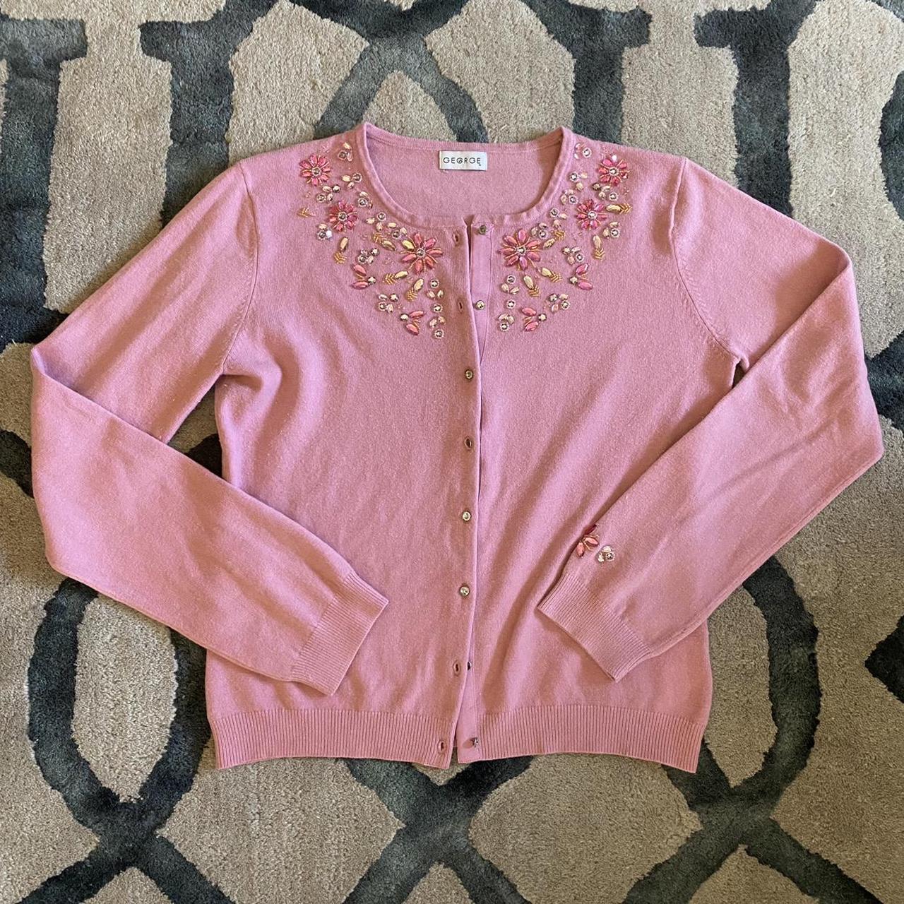 🌸vintage pink floral embellished cardigan🌸 brand... Depop