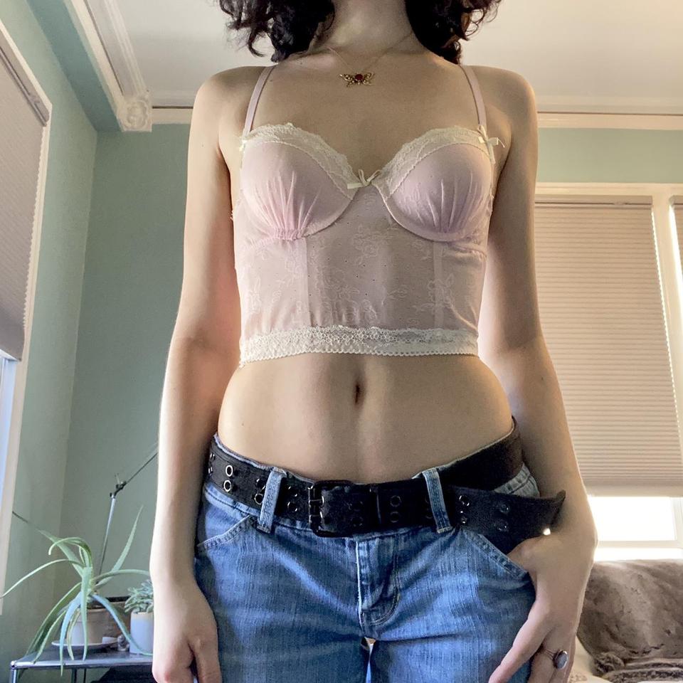 UO Vikki Hook-And-Eye Corset Top Gorgeous white - Depop