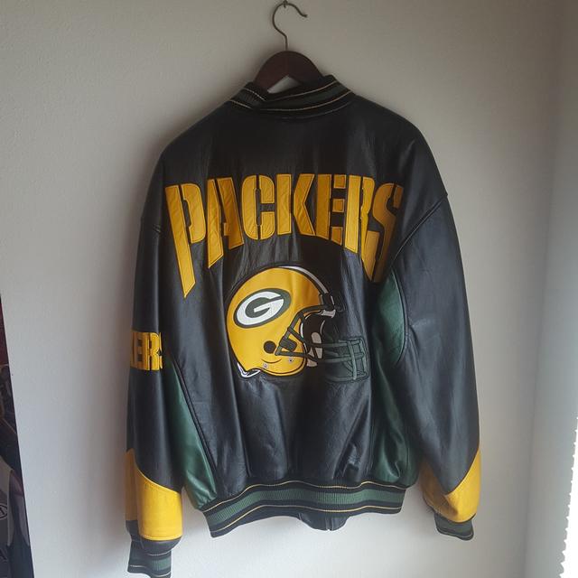 Vintage Green Bay Packers leather jacket. Brand: - Depop