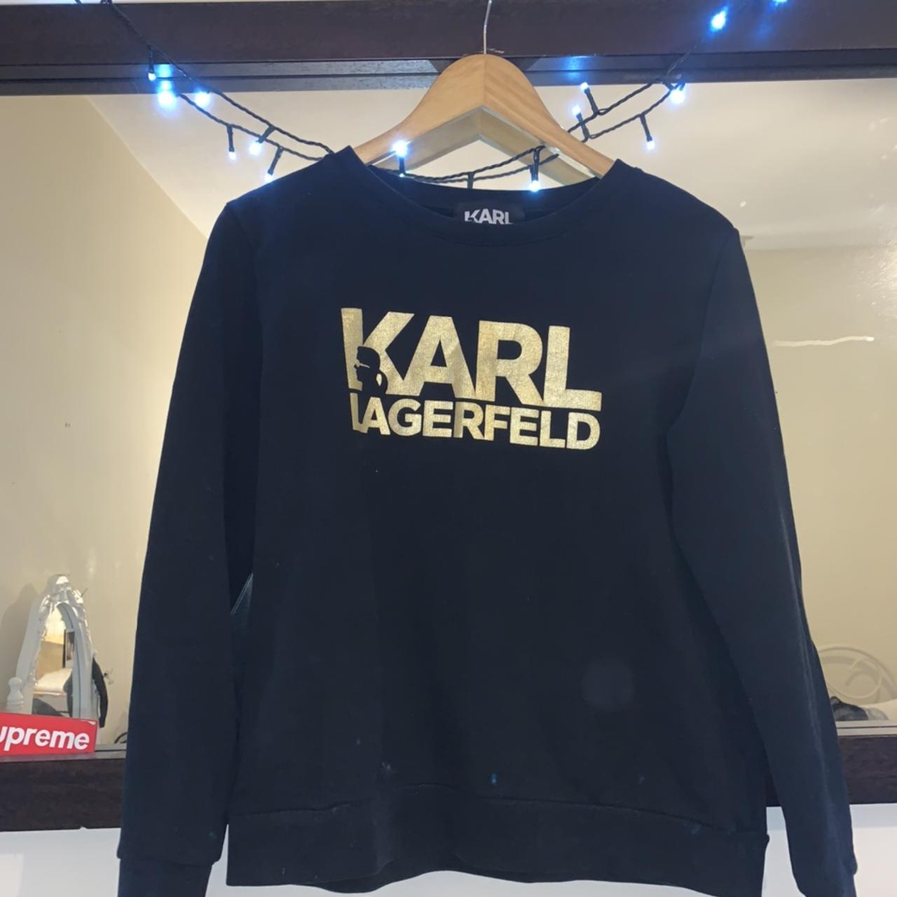 Black and Gold Karl Largerfeld Sweatshirt - Size... - Depop