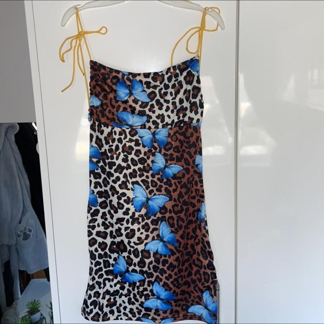 Leopard print dress sale with blue butterflies