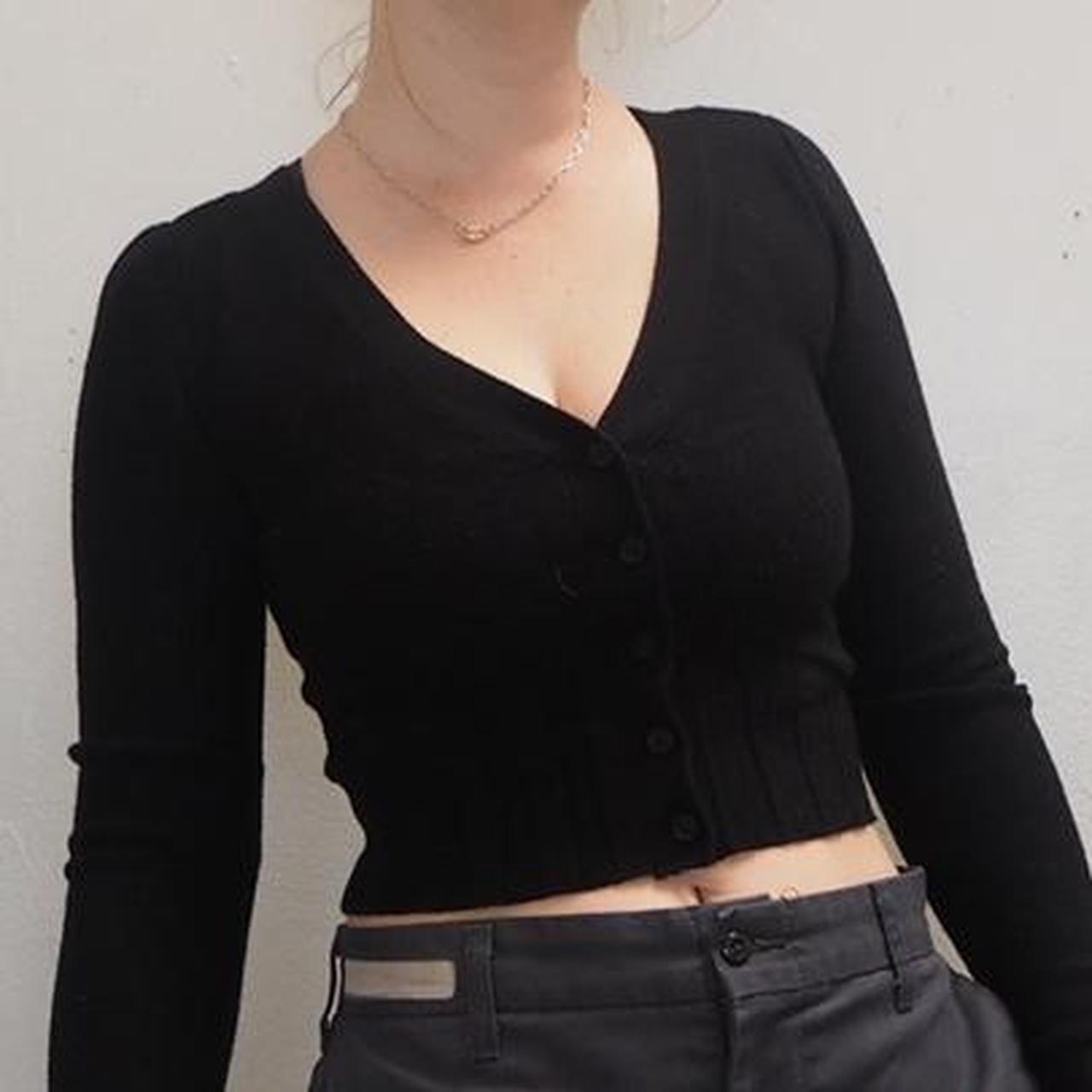 V Neck Urban Outfitters Black Sweater NWT Urban Outfitters Fuzzy - Main Image