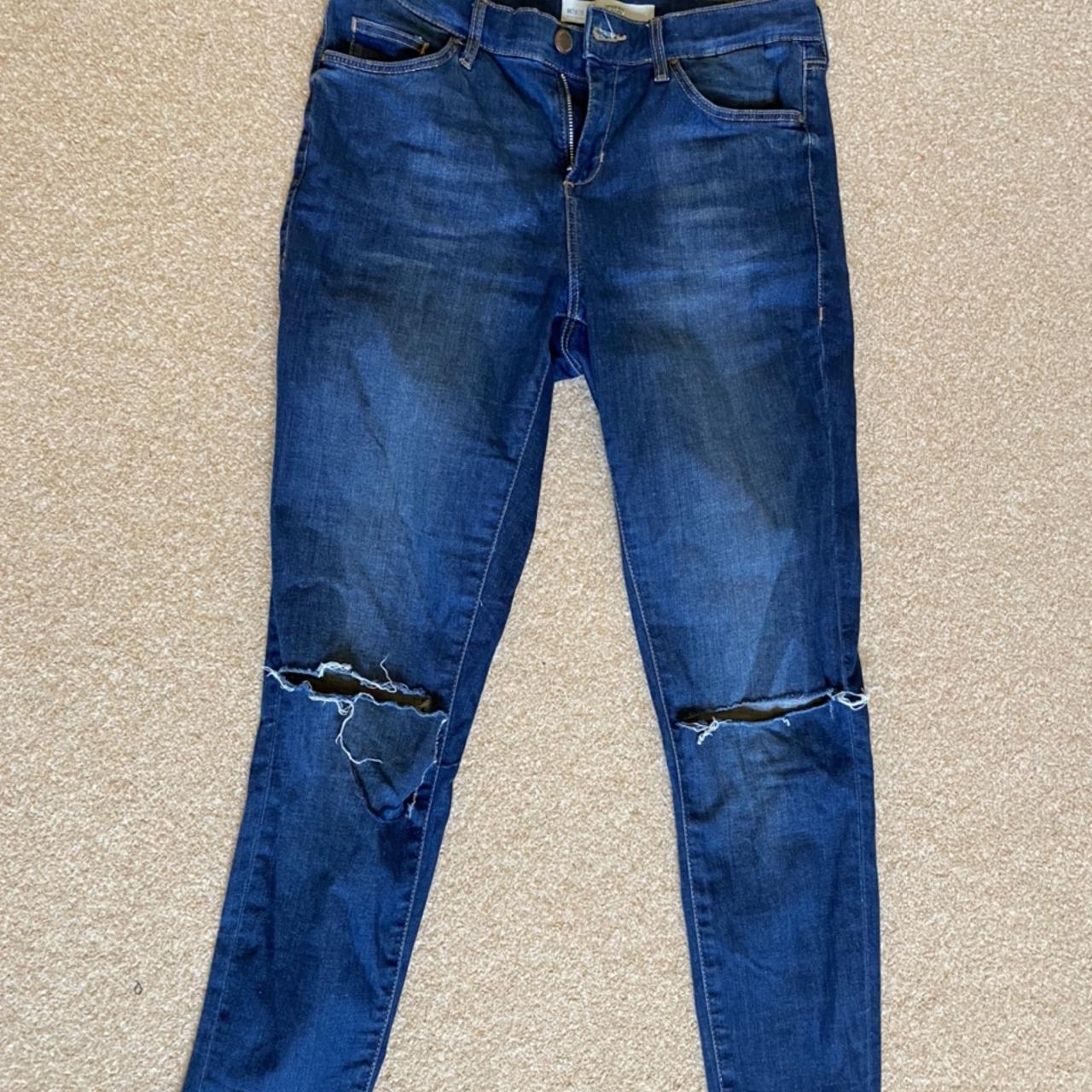 Topshop Leigh jeans with ripped knees Size W28 leg... - Depop