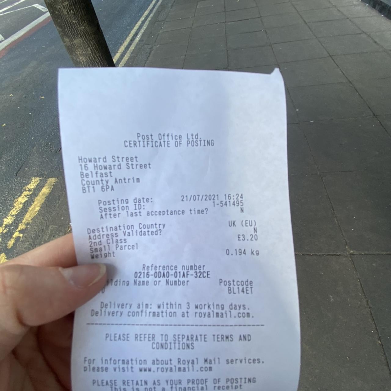 Proof of postage demisha patel - Depop