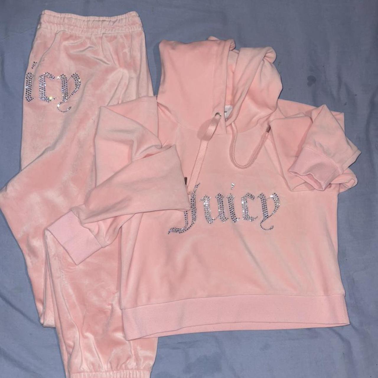 Baby pink Juicy Couture tracksuit set top and bottom... - Depop