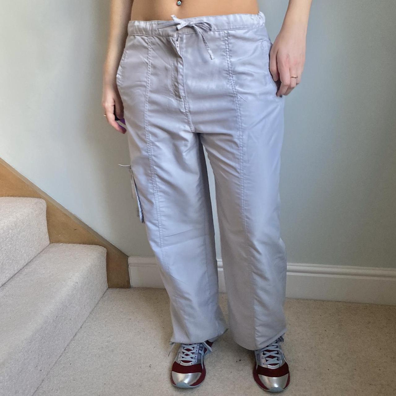Amazing cargo trousers in a satin sort of material,... - Depop