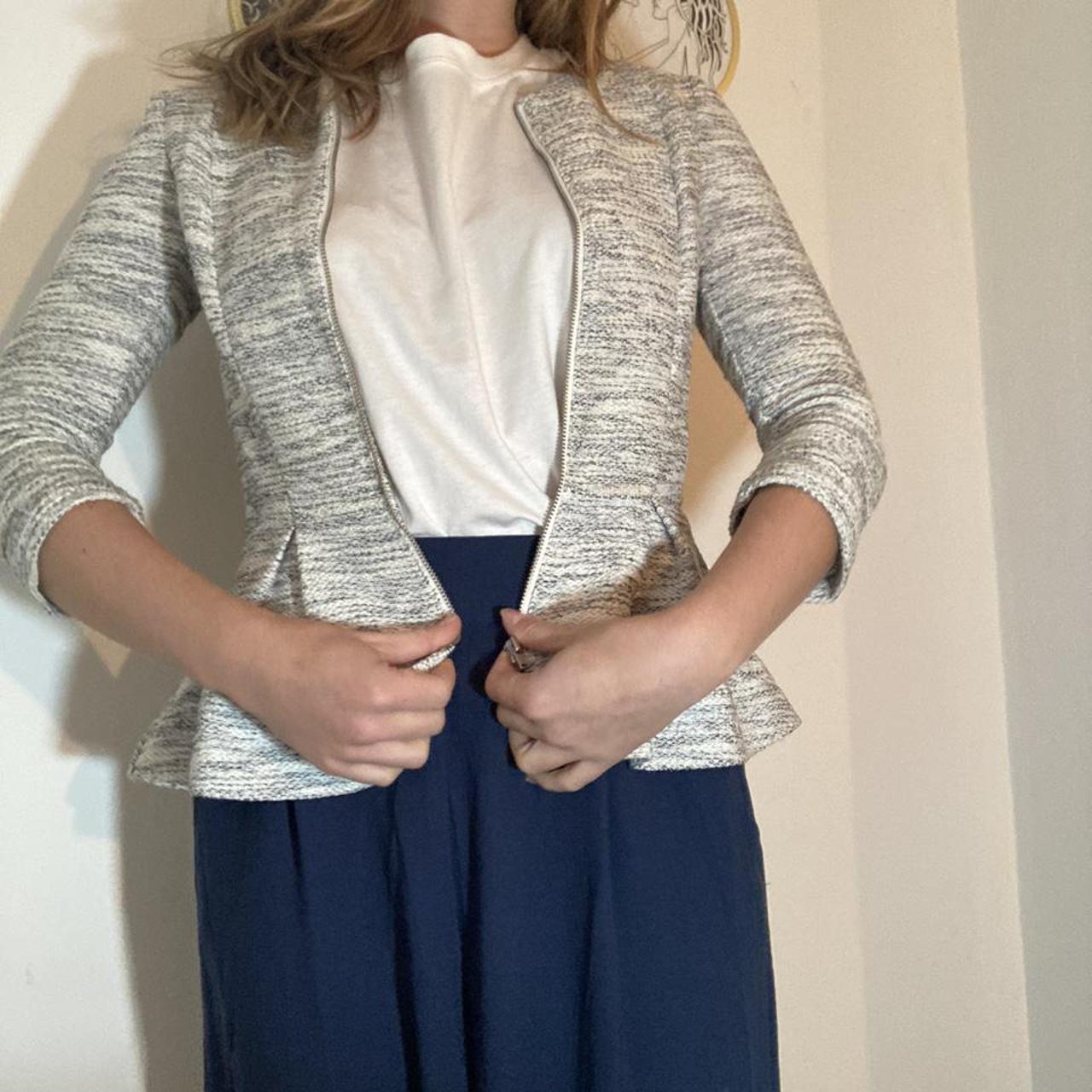 grey peplum blazer