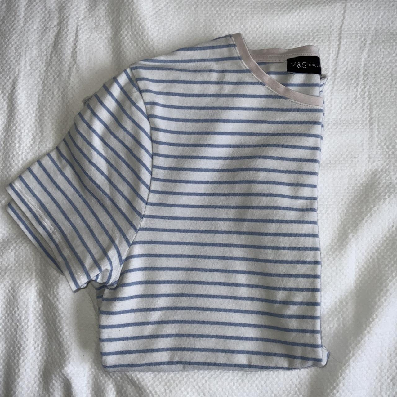 Amazing Marks and Spencer pastel striped T-shirt... - Depop