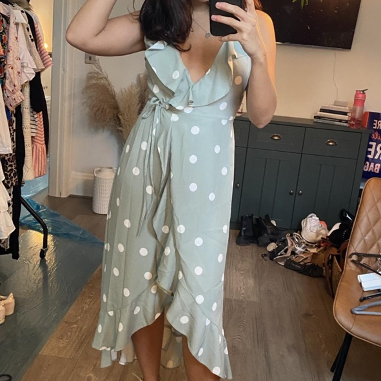 primark green polka dot dress