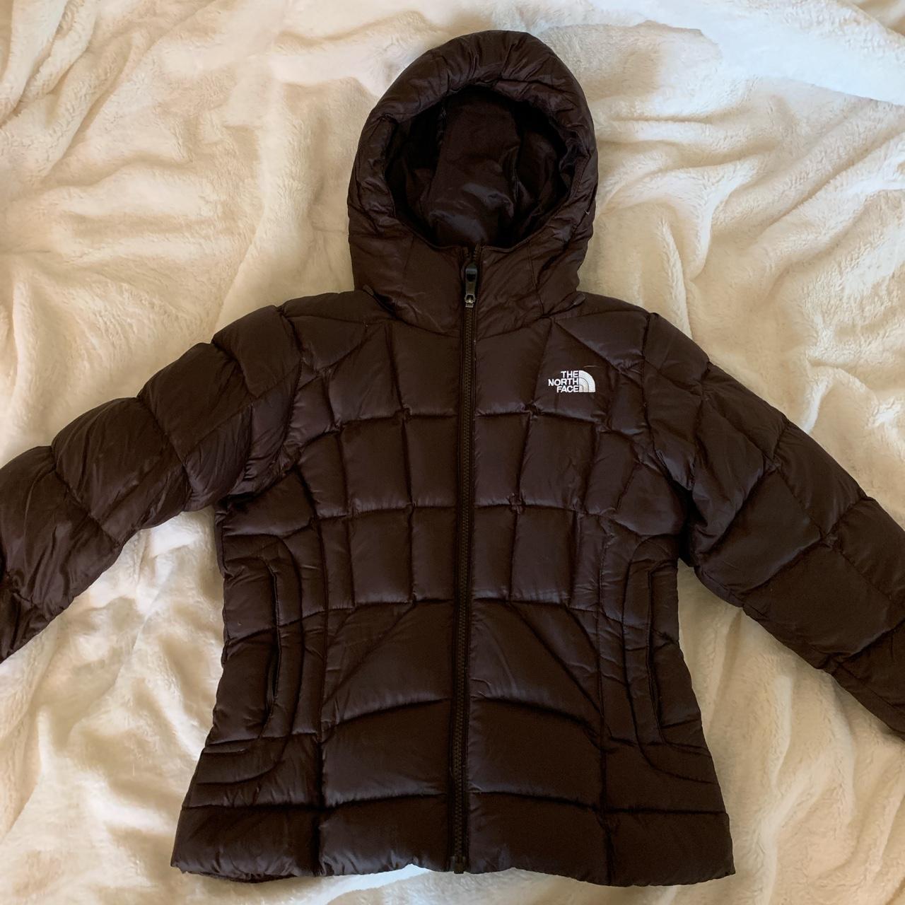 brown north face puffer jacket women's