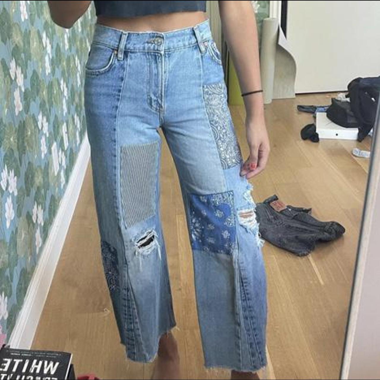 Free people patchwork quilted jeans :) - Depop