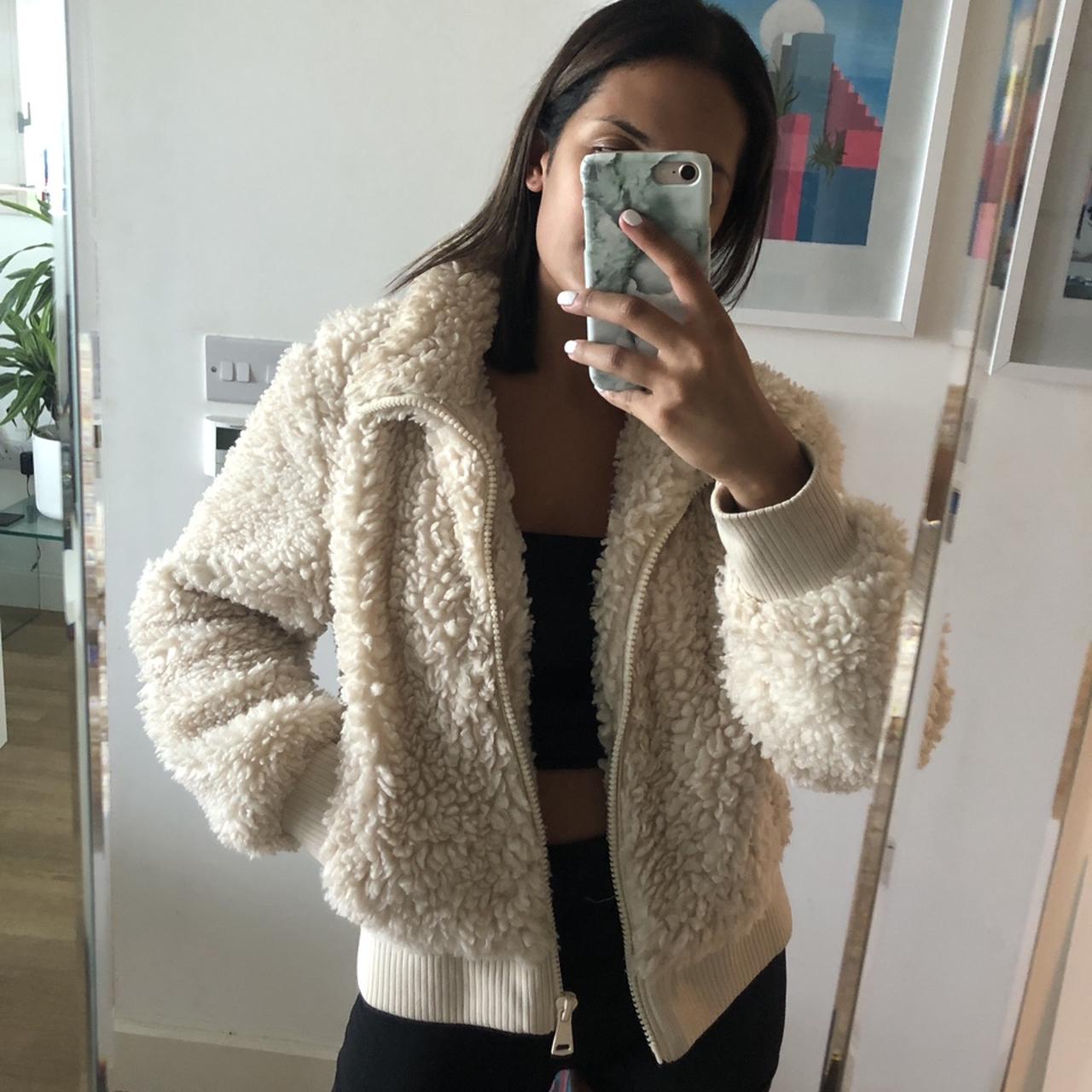 Zara shearling/teddy jacket with collars and... - Depop