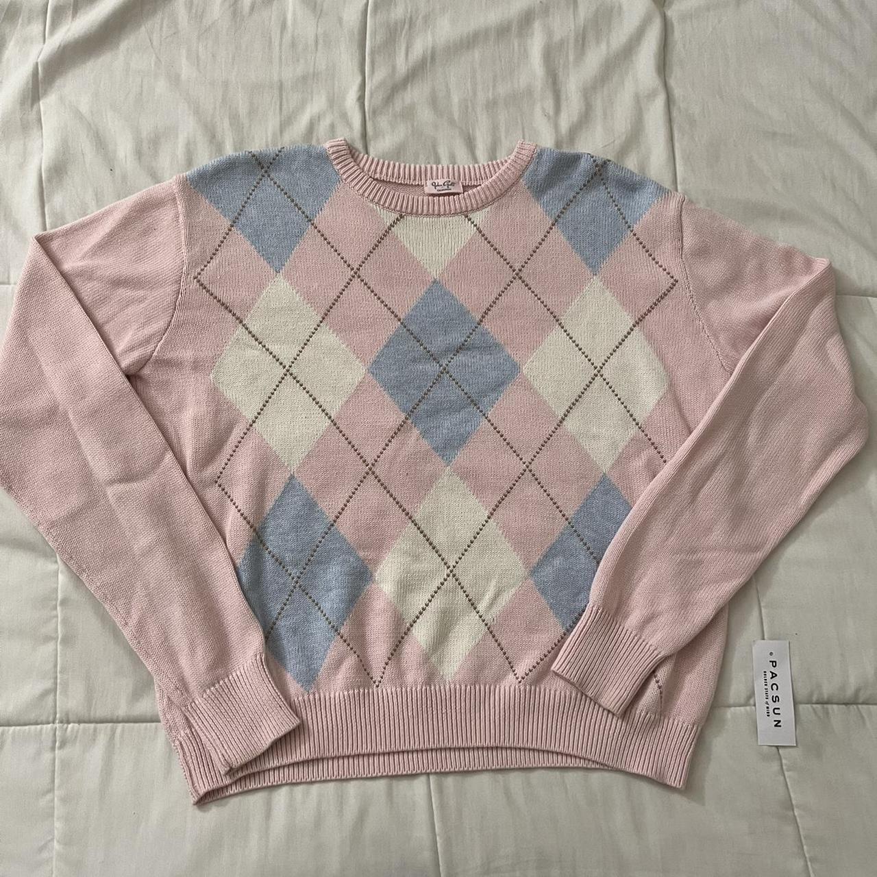 brandy melville pink argyle sweater