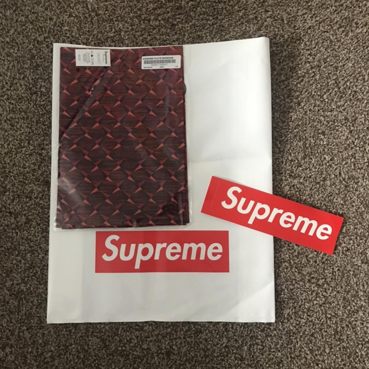 Supreme Diamond Plate Bandana Red Quick buy Depop