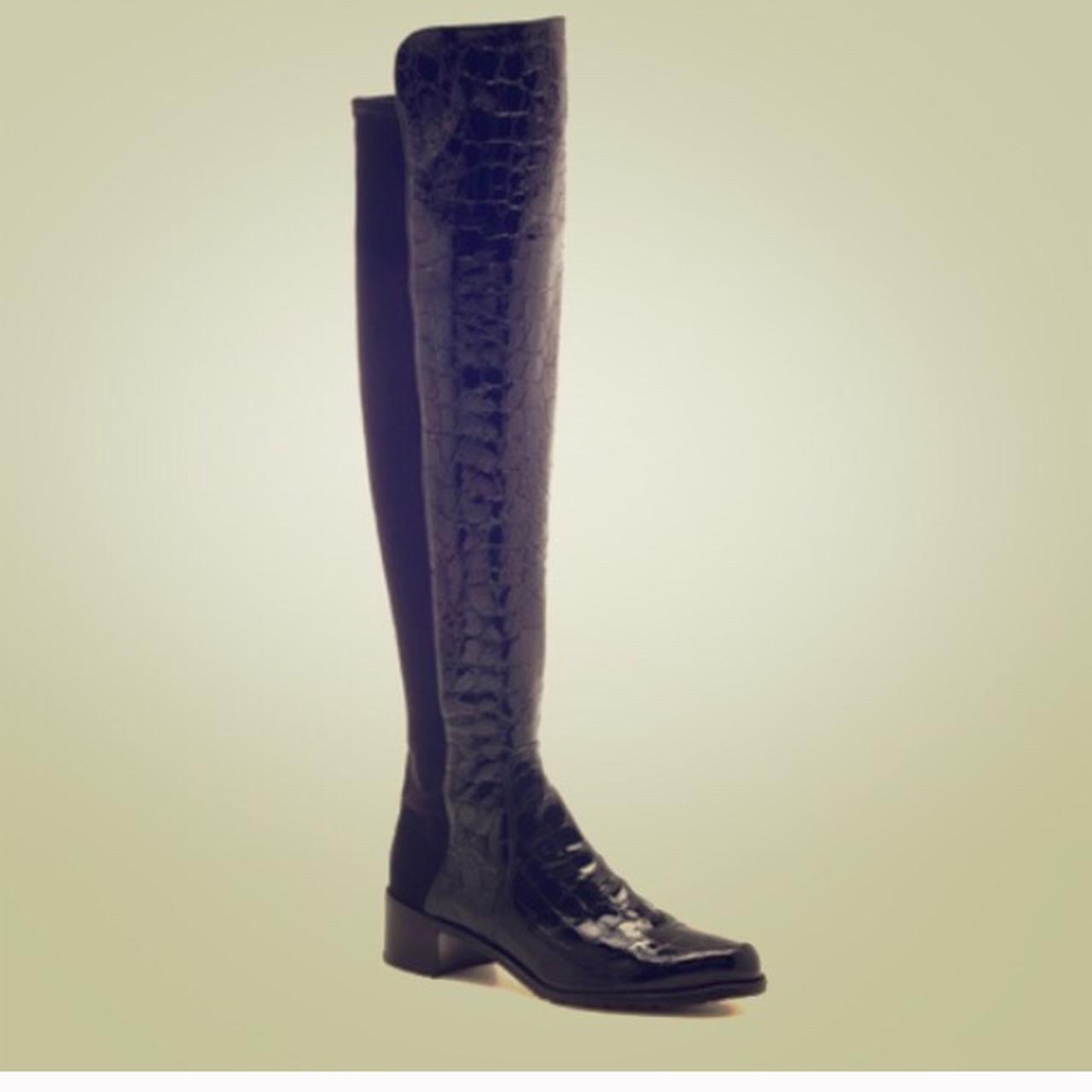 Stuart Weitzman Reserve boot with embossed Crocodile. Depop