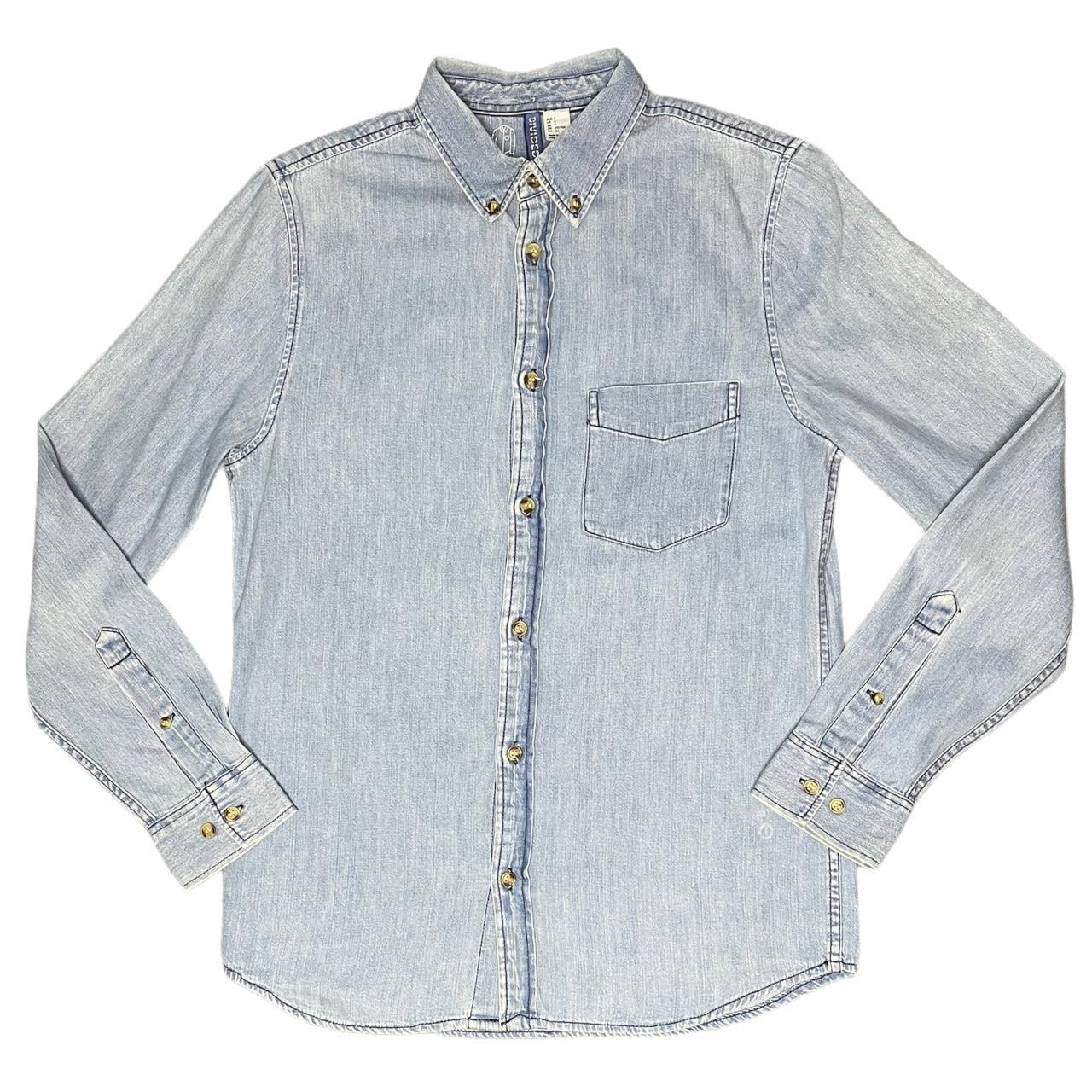 Blue Denim Shirt. Regular Unisex Fit S. Long Sleeve,... - Depop