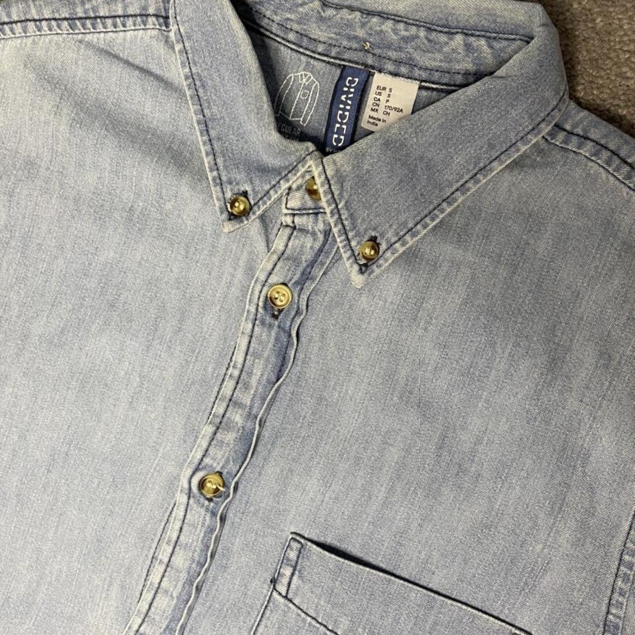 Blue Denim Shirt. Regular Unisex Fit S. Long Sleeve,... - Depop