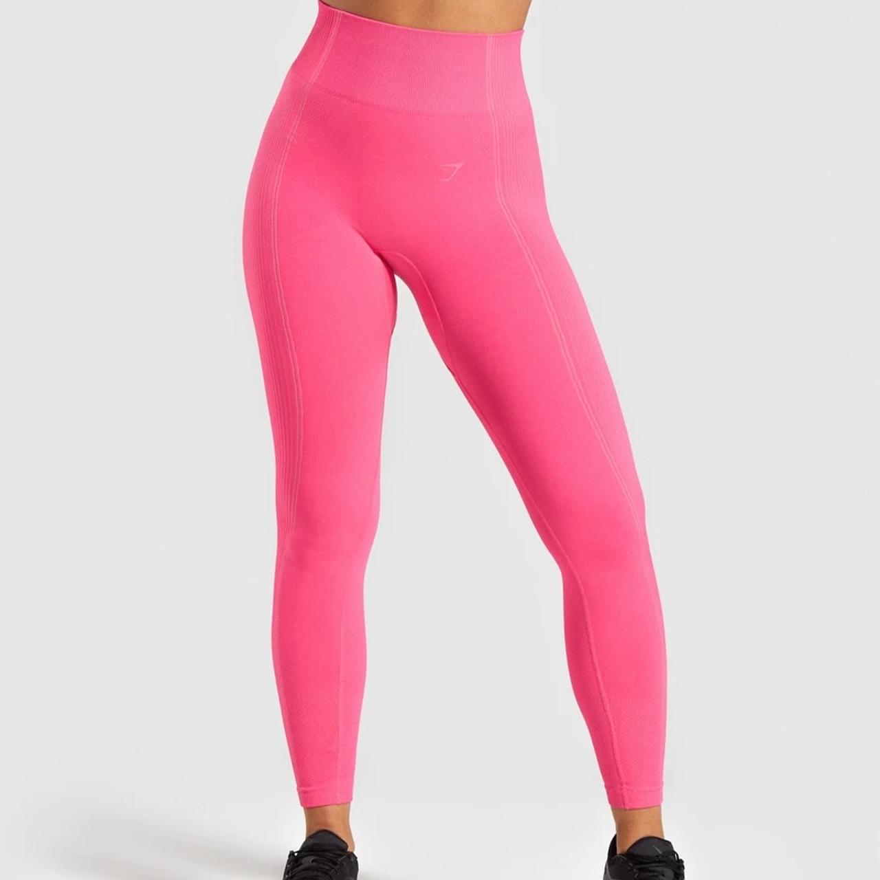 GYMSHARK pink seamless workout leggings model - Depop