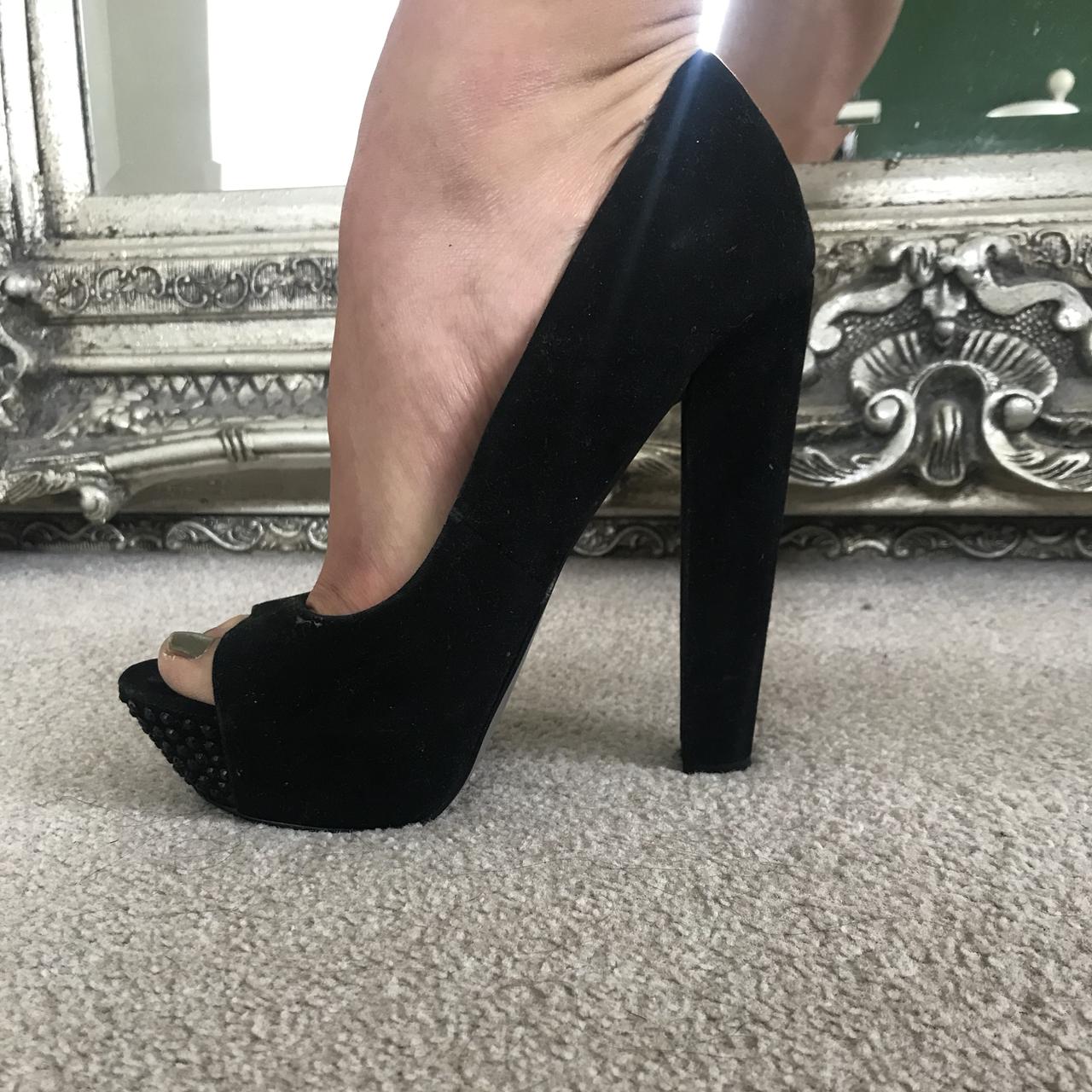 Carvela black block heel stilettos with subtle black